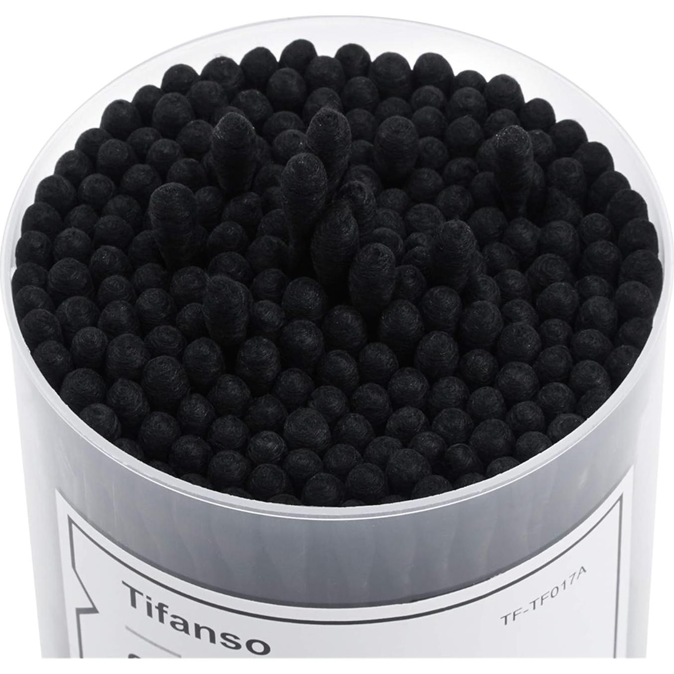 Bastones de Algodón Negros Tifanso - 200 Unidades Hipoalergénicos