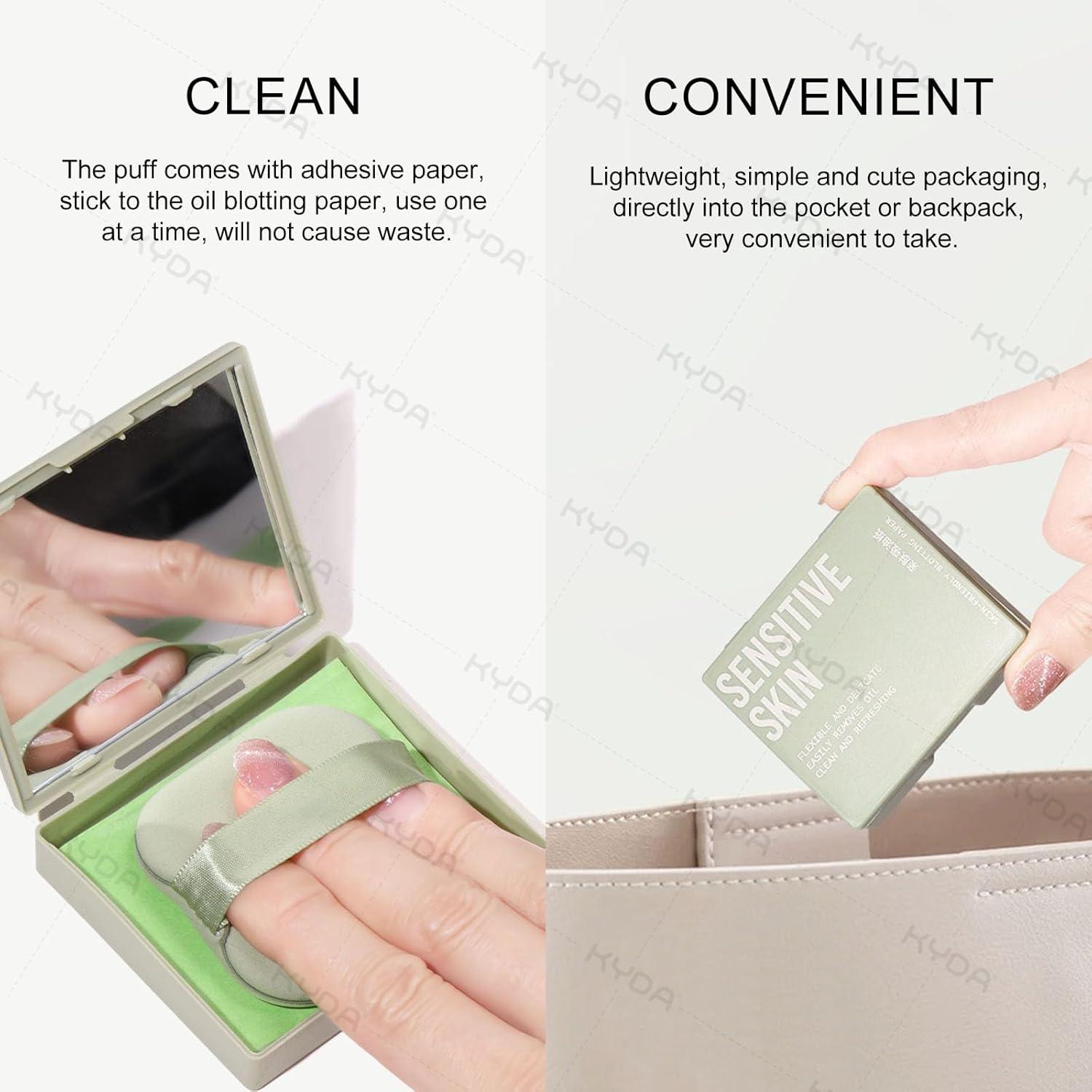 Papel Absorbente de Aceite KYDA 200 Hojas con Puff y Espejo