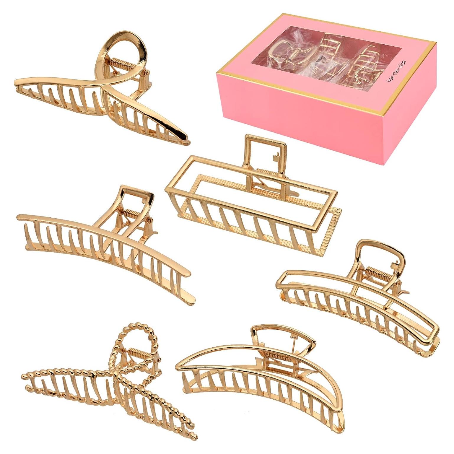 Clips de Pelo Dorados LUKACY - 6 Piezas 10.16 cm Metal