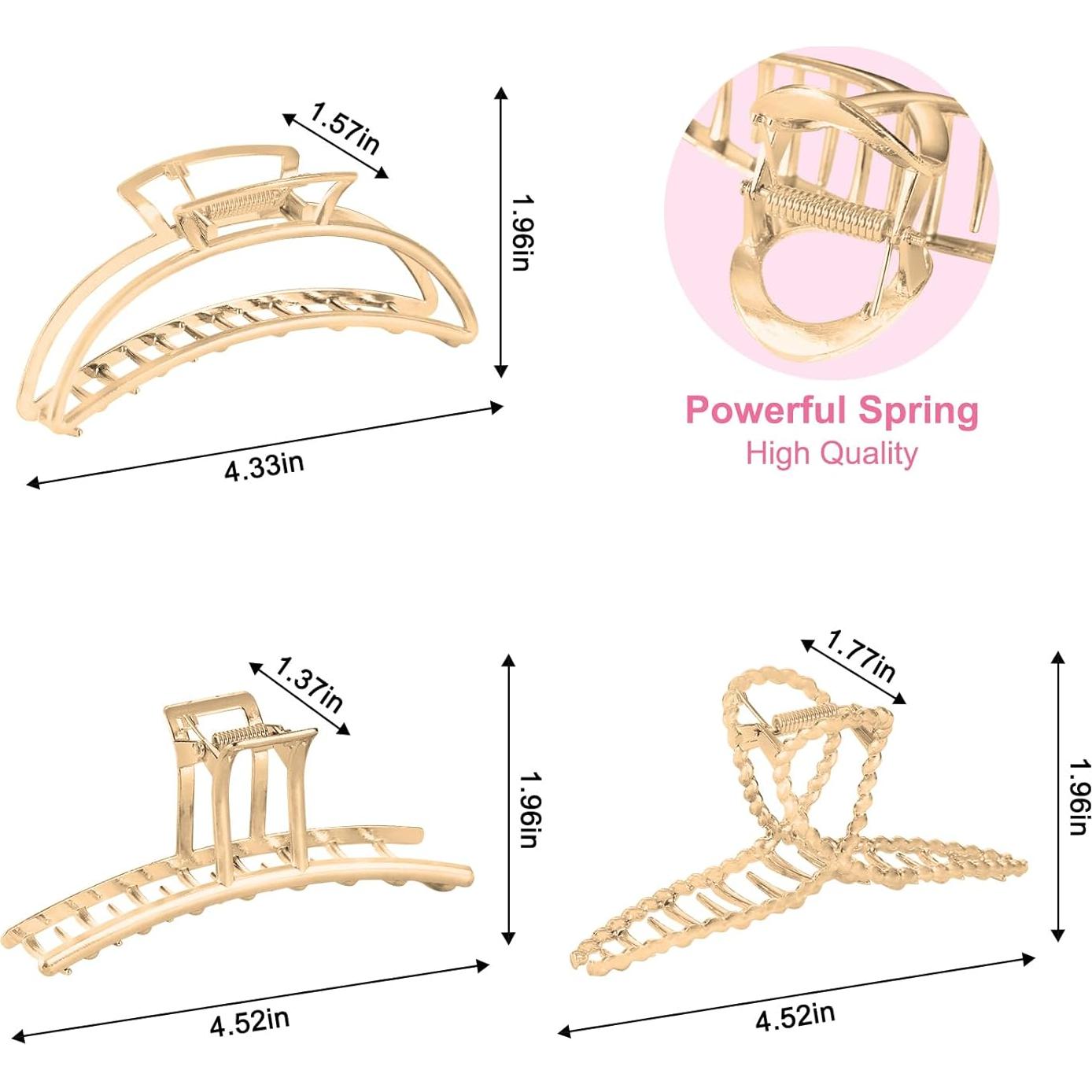 Clips de Pelo Dorados LUKACY - 6 Piezas 10.16 cm Metal