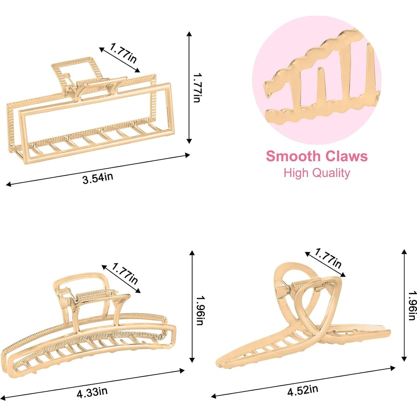 Clips de Pelo Dorados LUKACY - 6 Piezas 10.16 cm Metal