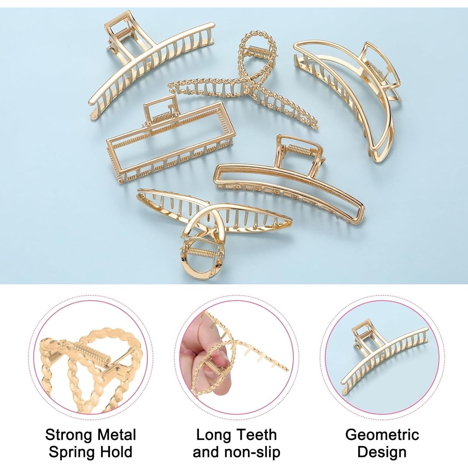 Clips de Pelo Dorados LUKACY - 6 Piezas 10.16 cm Metal