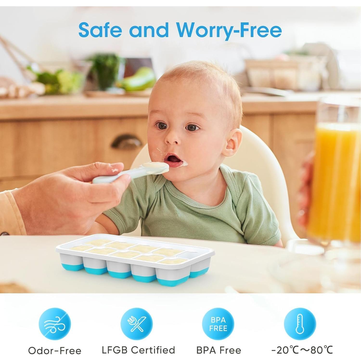 Bandeja de Hielo DOQAUS con Tapa y Contenedor - 4 Piezas