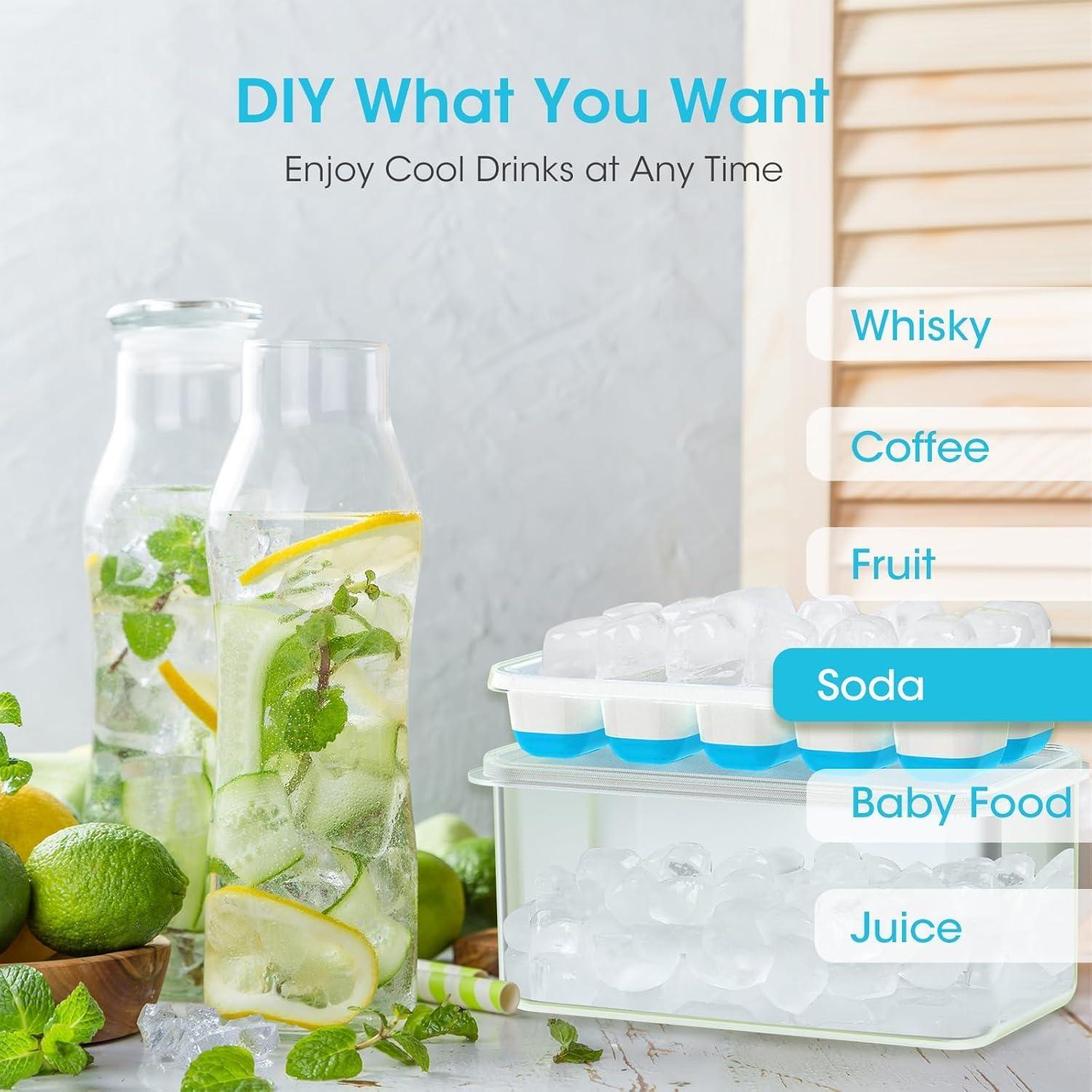 Bandeja de Hielo DOQAUS con Tapa y Contenedor - 4 Piezas