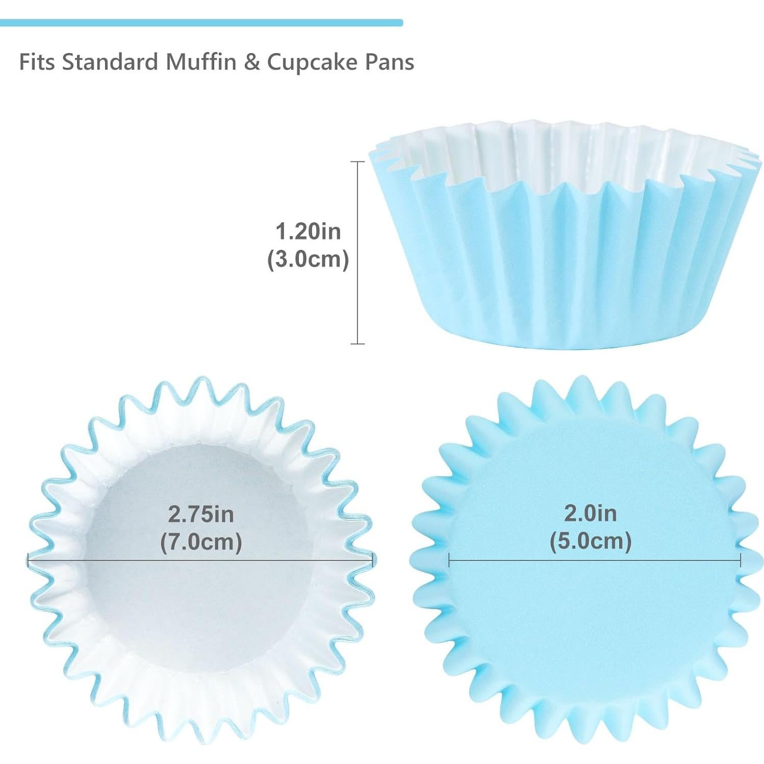 Forros para Cupcake Caperci Azul Claro 150 Cuentas Resistentes
