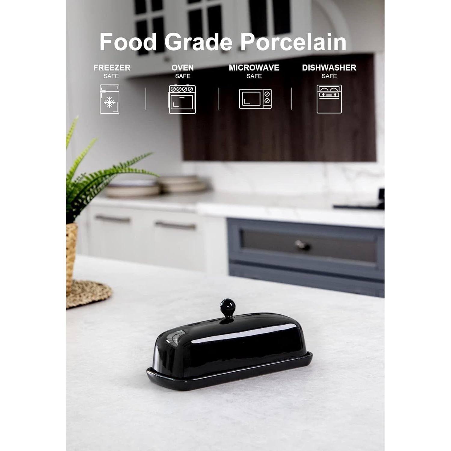 Plato de Mantequilla Nucookery Cerámica con Tapa Negra 113g