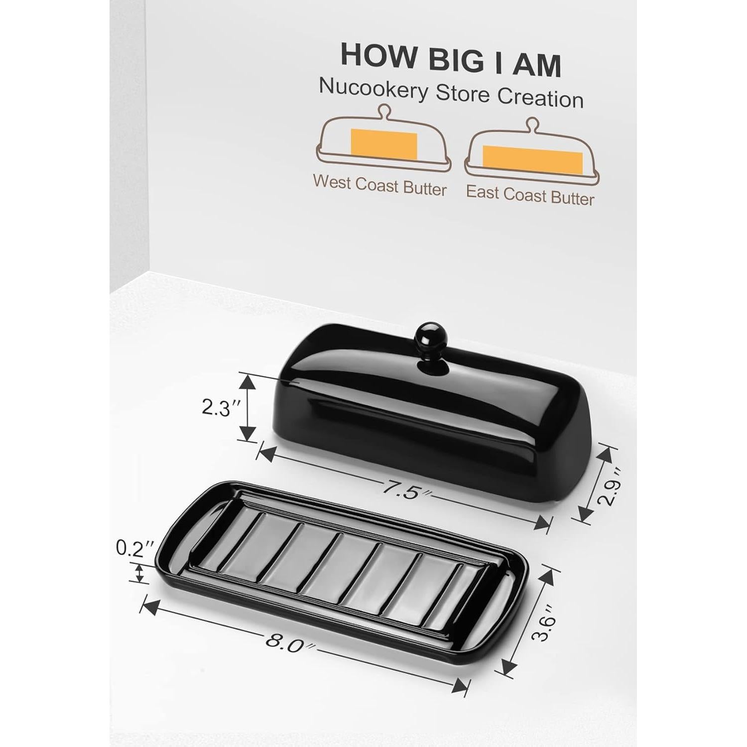 Plato de Mantequilla Nucookery Cerámica con Tapa Negra 113g