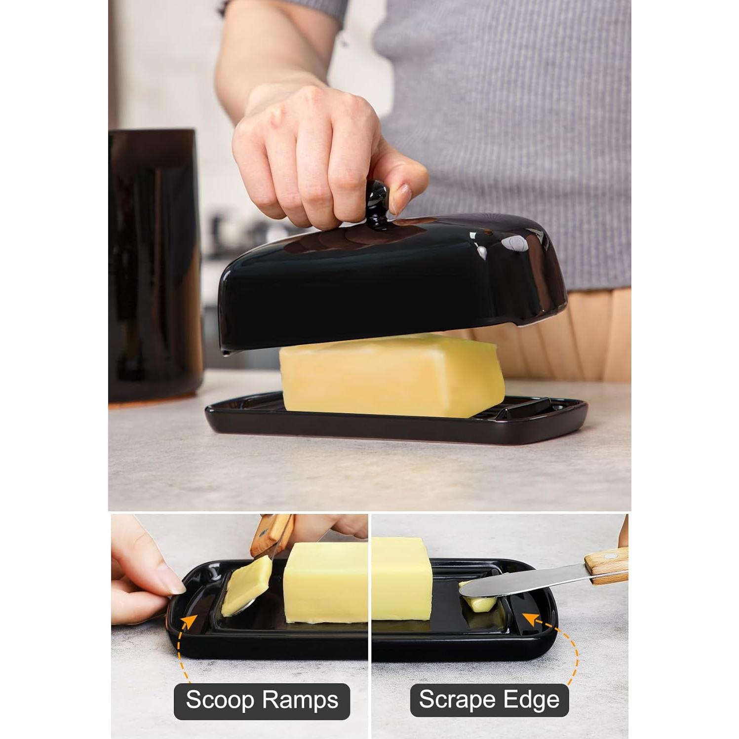 Plato de Mantequilla Nucookery Cerámica con Tapa Negra 113g