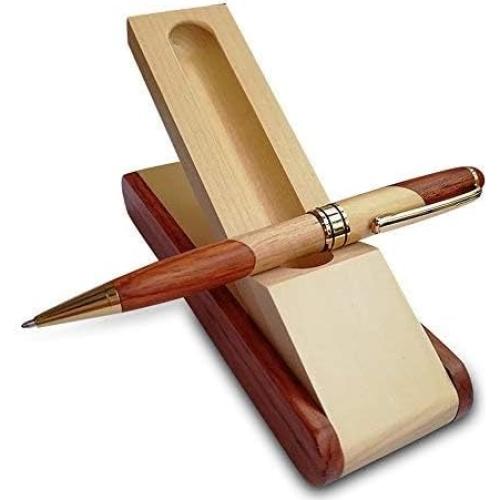 Conjunto de bolígrafos de madera Renawe con estuche y recargas