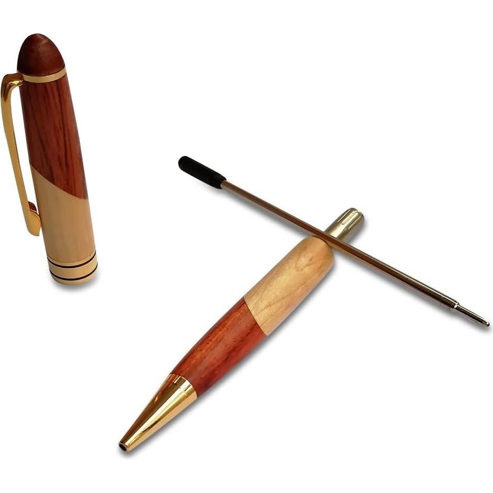 Conjunto de bolígrafos de madera Renawe con estuche y recargas