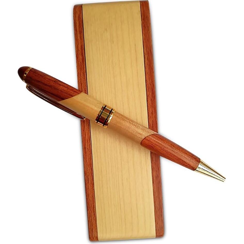 Conjunto de bolígrafos de madera Renawe con estuche y recargas