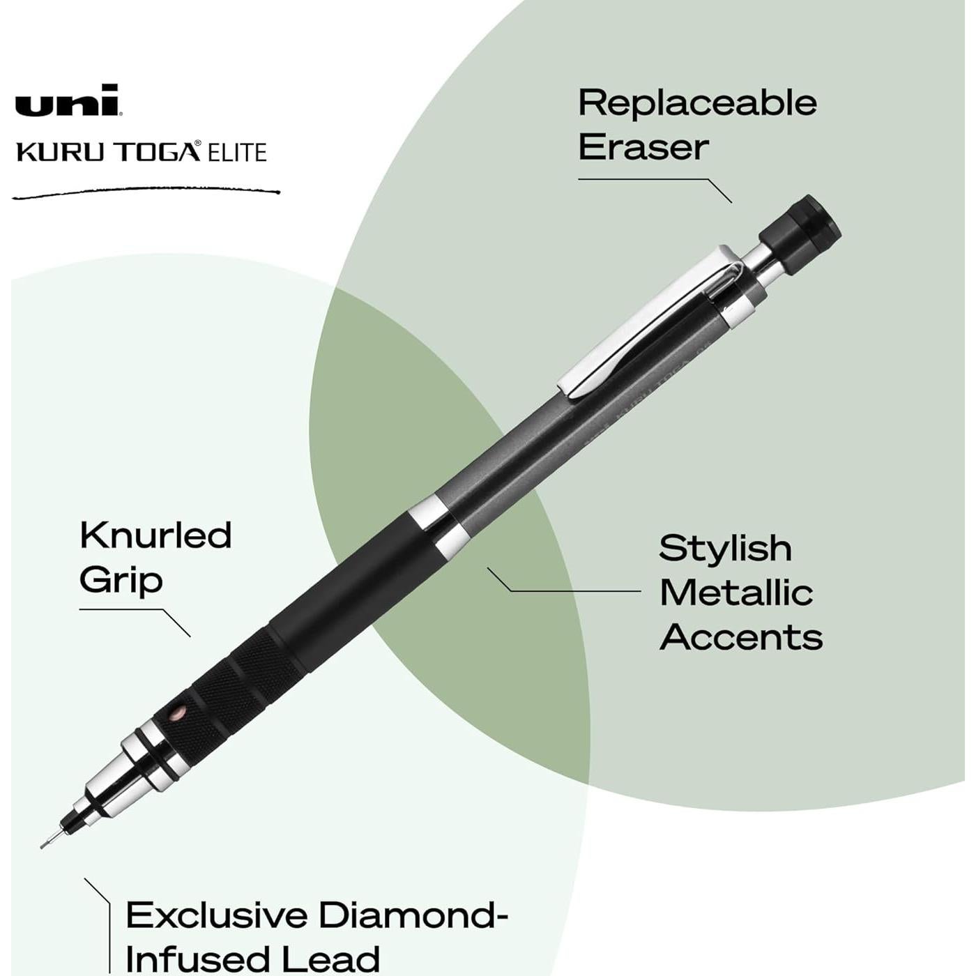 Lápiz Mecánico Uniball Kuru Toga Elite 0.5mm HB #2 Metal