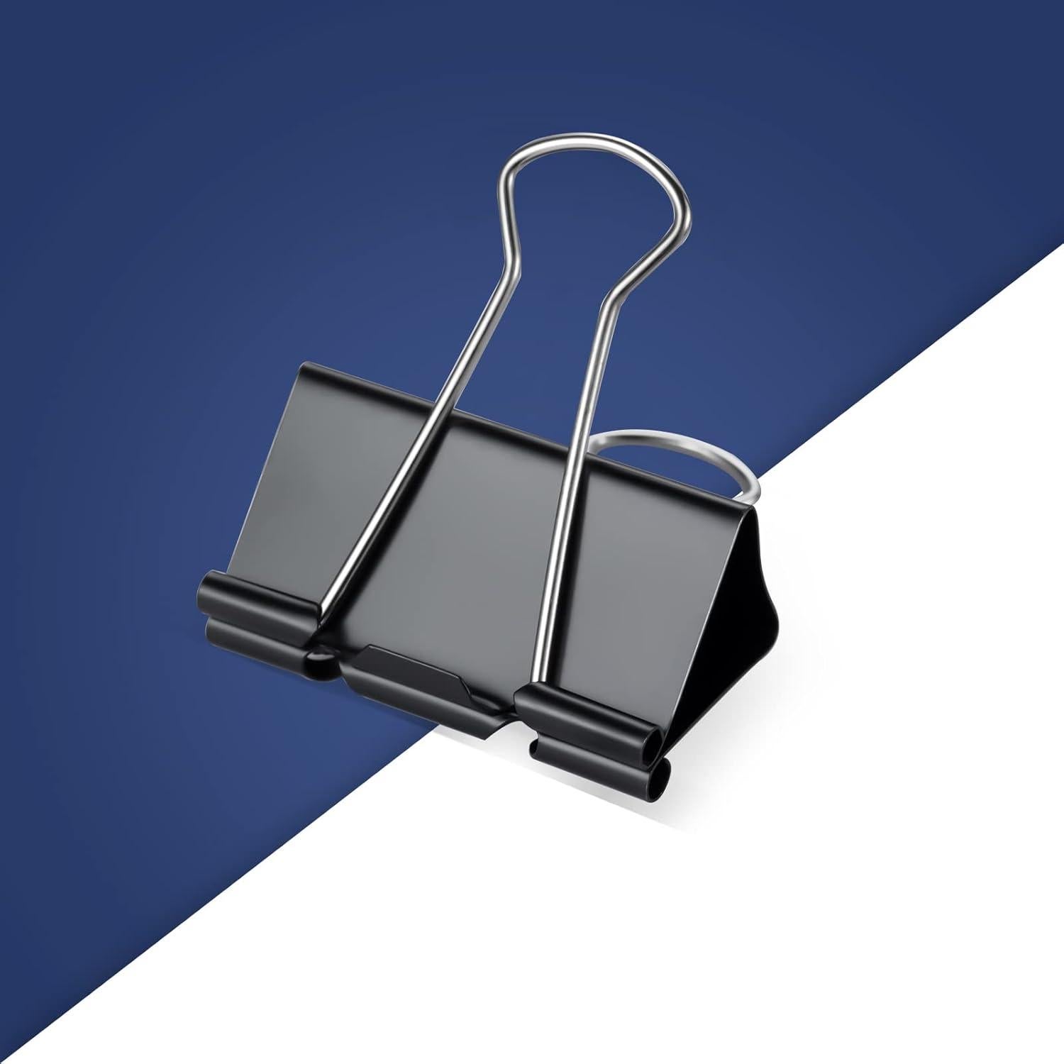 72 Clips de Carpeta Jumbo EFOK 5.08 cm Metal Negro Alta Resistencia