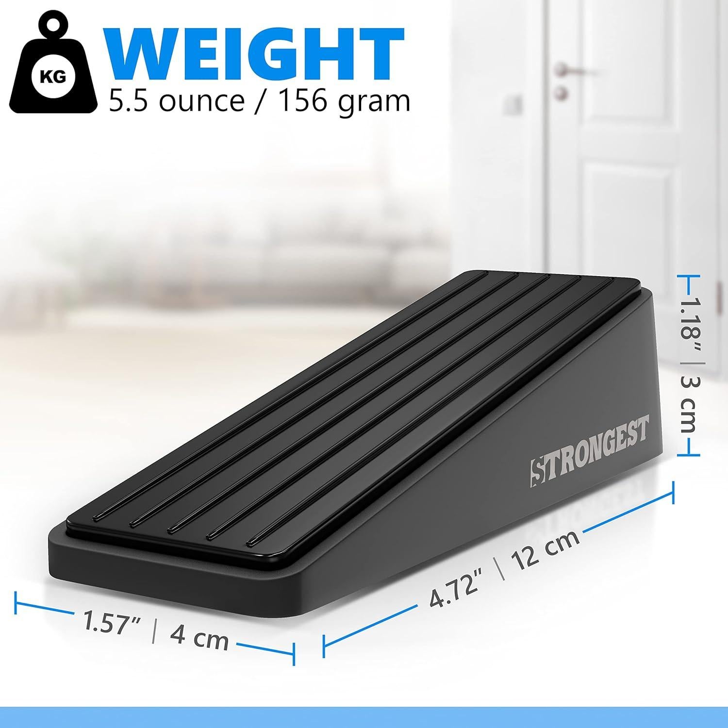 Tope de puerta pesado Hogar Más Fuerte - 2 paquetes, negro