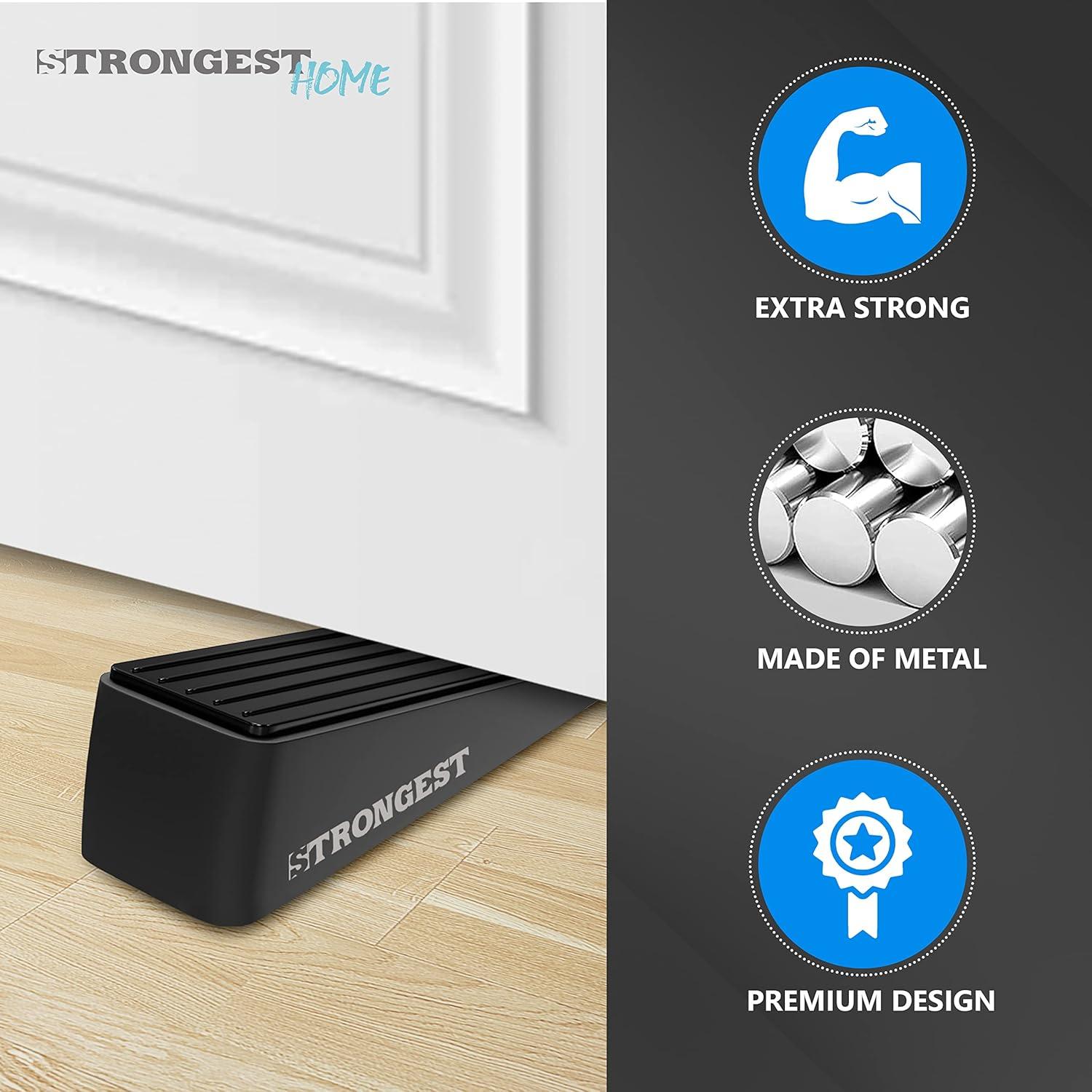 Tope de puerta pesado Hogar Más Fuerte - 2 paquetes, negro