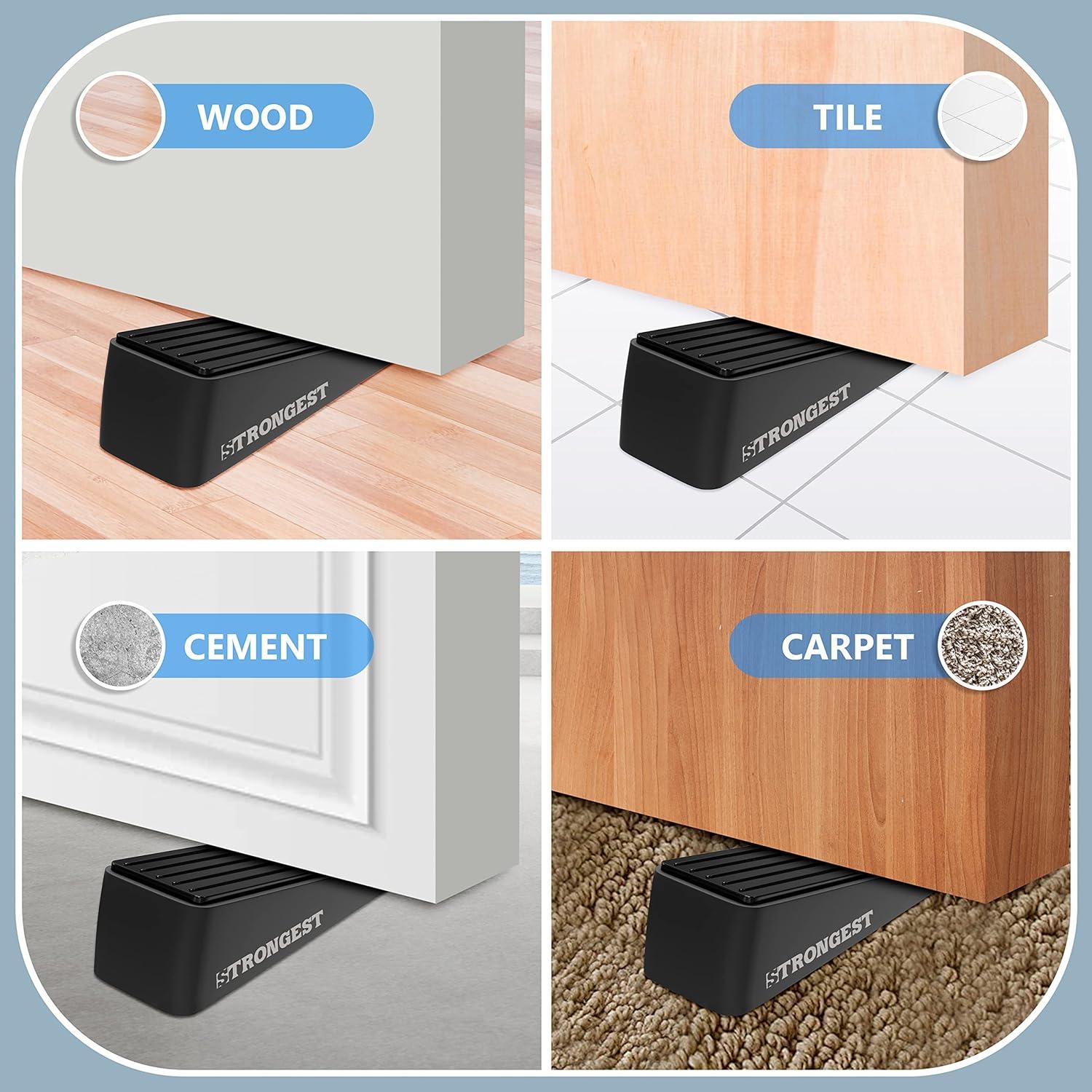 Tope de puerta pesado Hogar Más Fuerte - 2 paquetes, negro