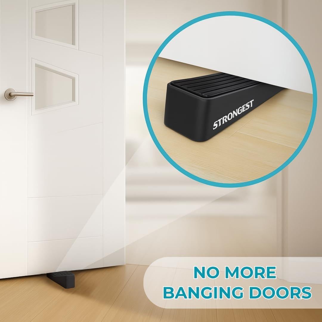 Tope de puerta pesado Hogar Más Fuerte - 2 paquetes, negro