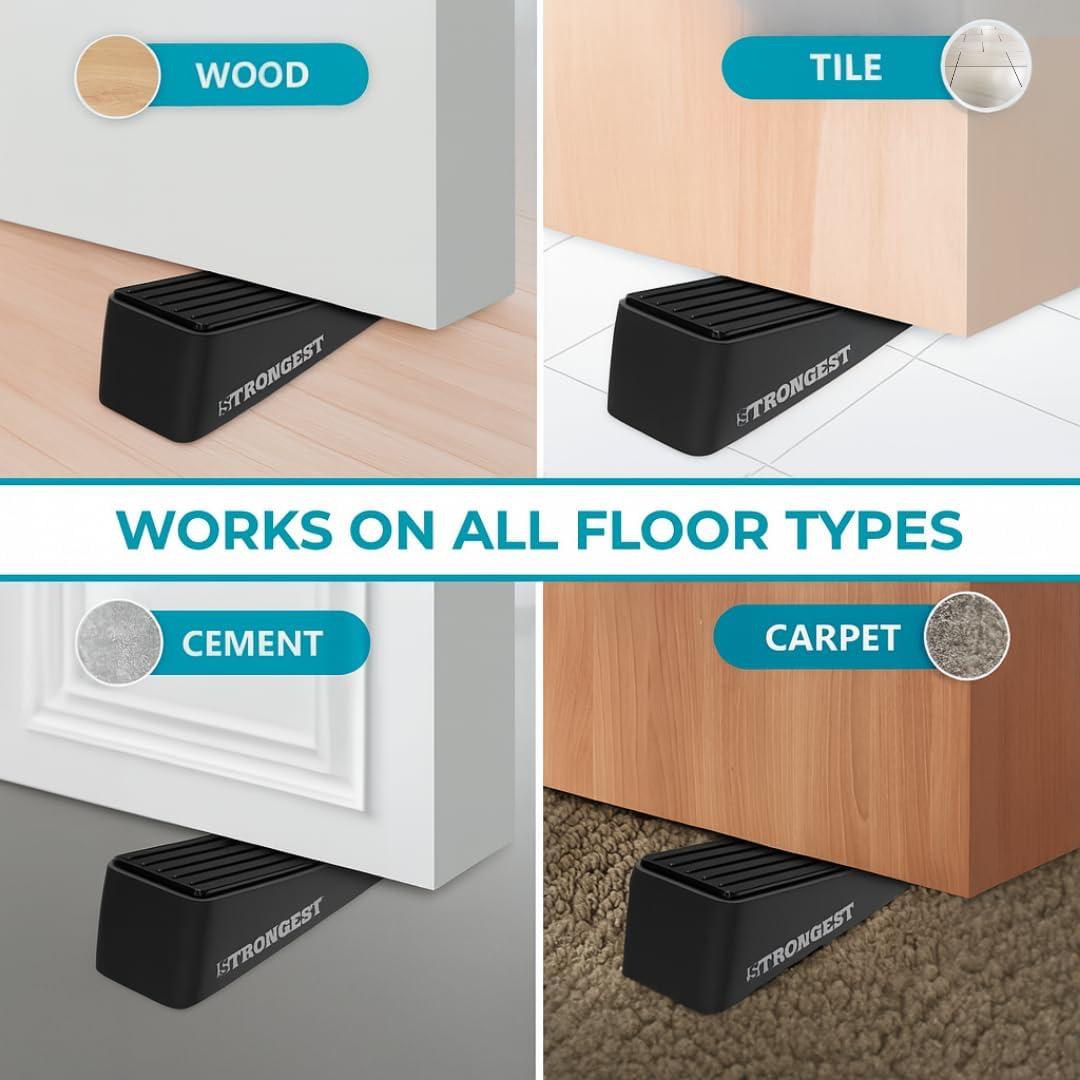 Tope de puerta pesado Hogar Más Fuerte - 2 paquetes, negro