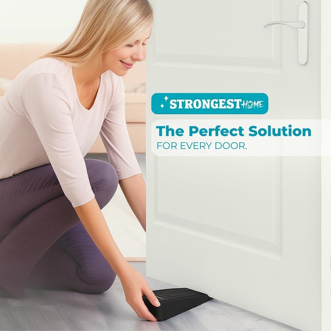 Tope de puerta pesado Hogar Más Fuerte - 2 paquetes, negro