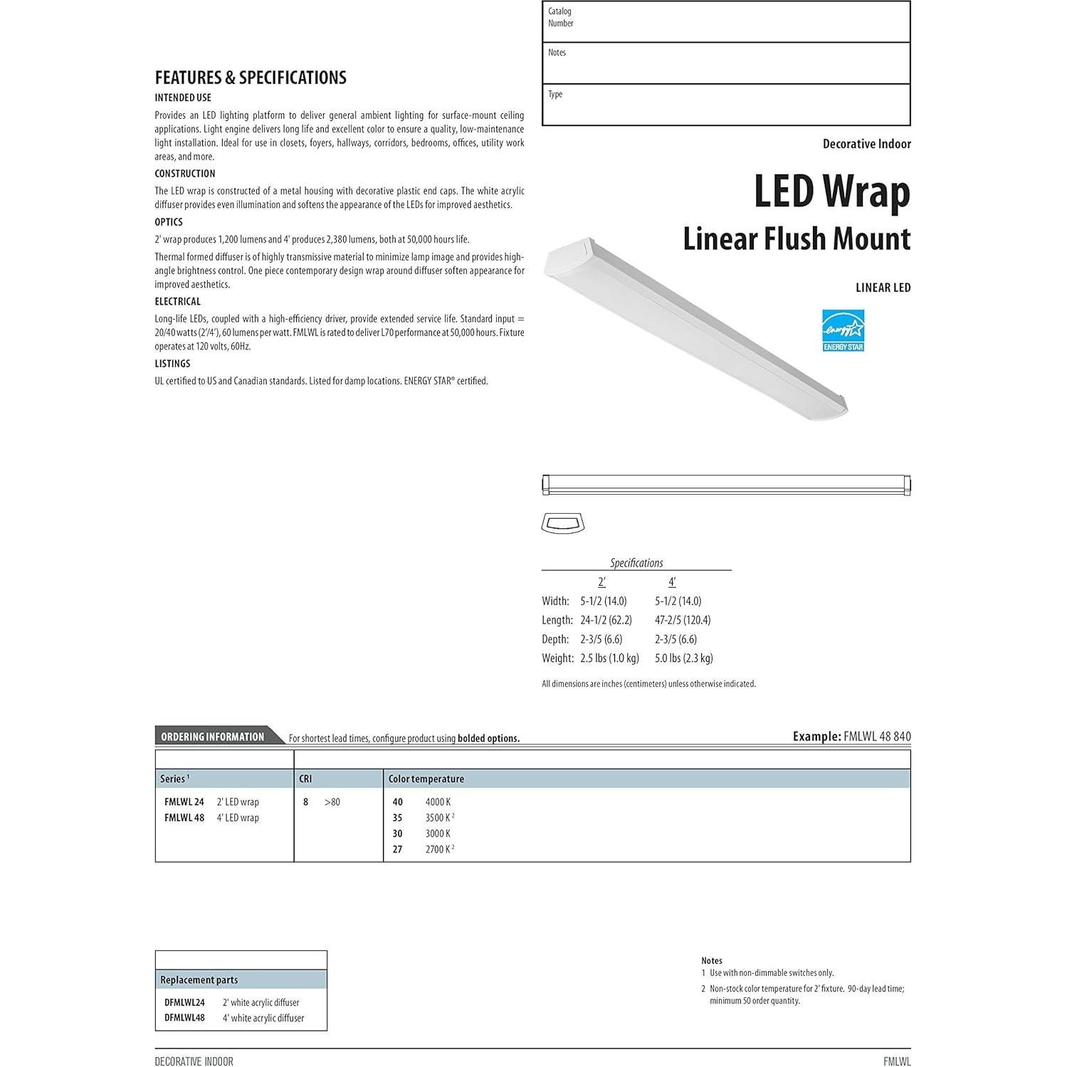 Luz LED de 120V 4 pies Lithonia Lighting 2700K Montaje Empotrado