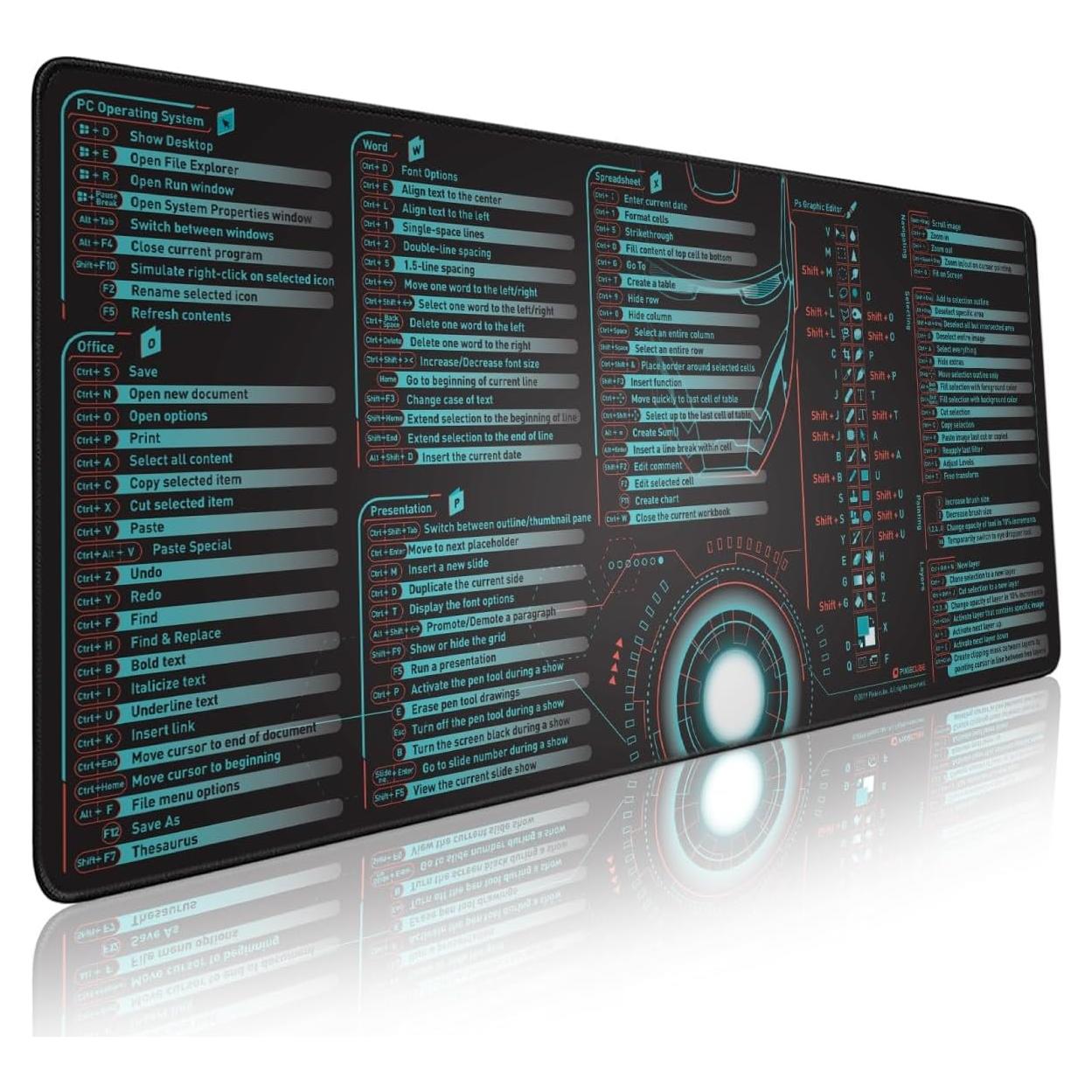 Alfombrilla de Ratón Pixiecube 700x300mm con Atajos Windows