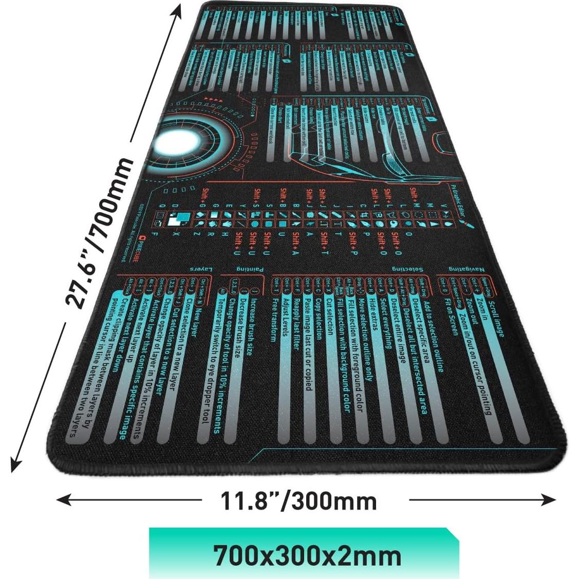 Alfombrilla de Ratón Pixiecube 700x300mm con Atajos Windows