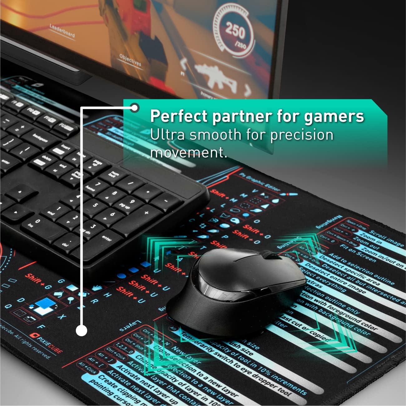 Alfombrilla de Ratón Pixiecube 700x300mm con Atajos Windows