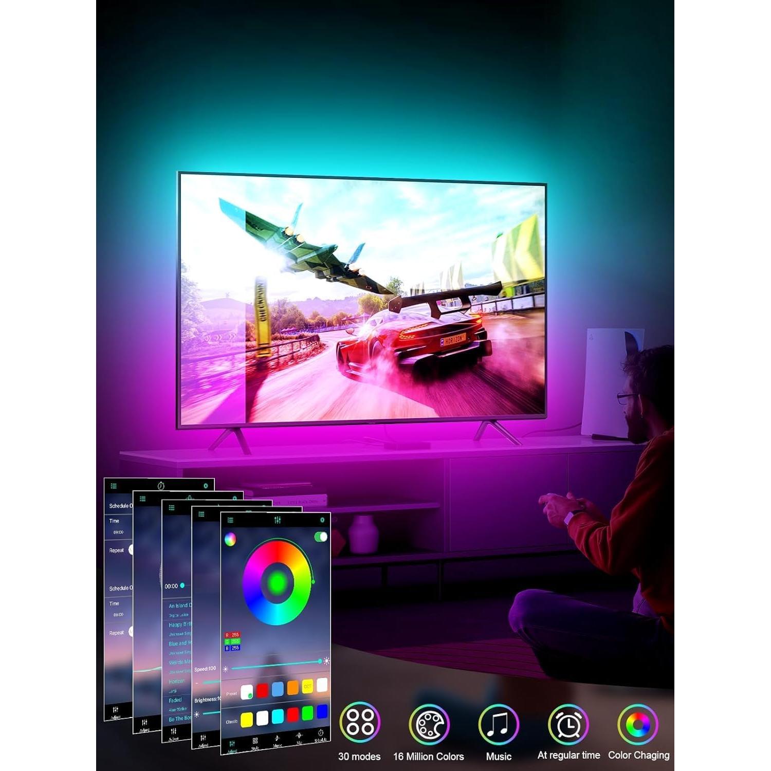 Tira de Luz LED GIPOYENT 2.99m para TV 32-50" RGB Bluetooth