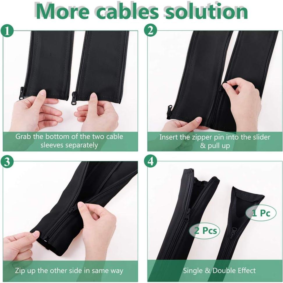 Manga de Gestión de Cables StangH 99 cm Negro 2 Piezas