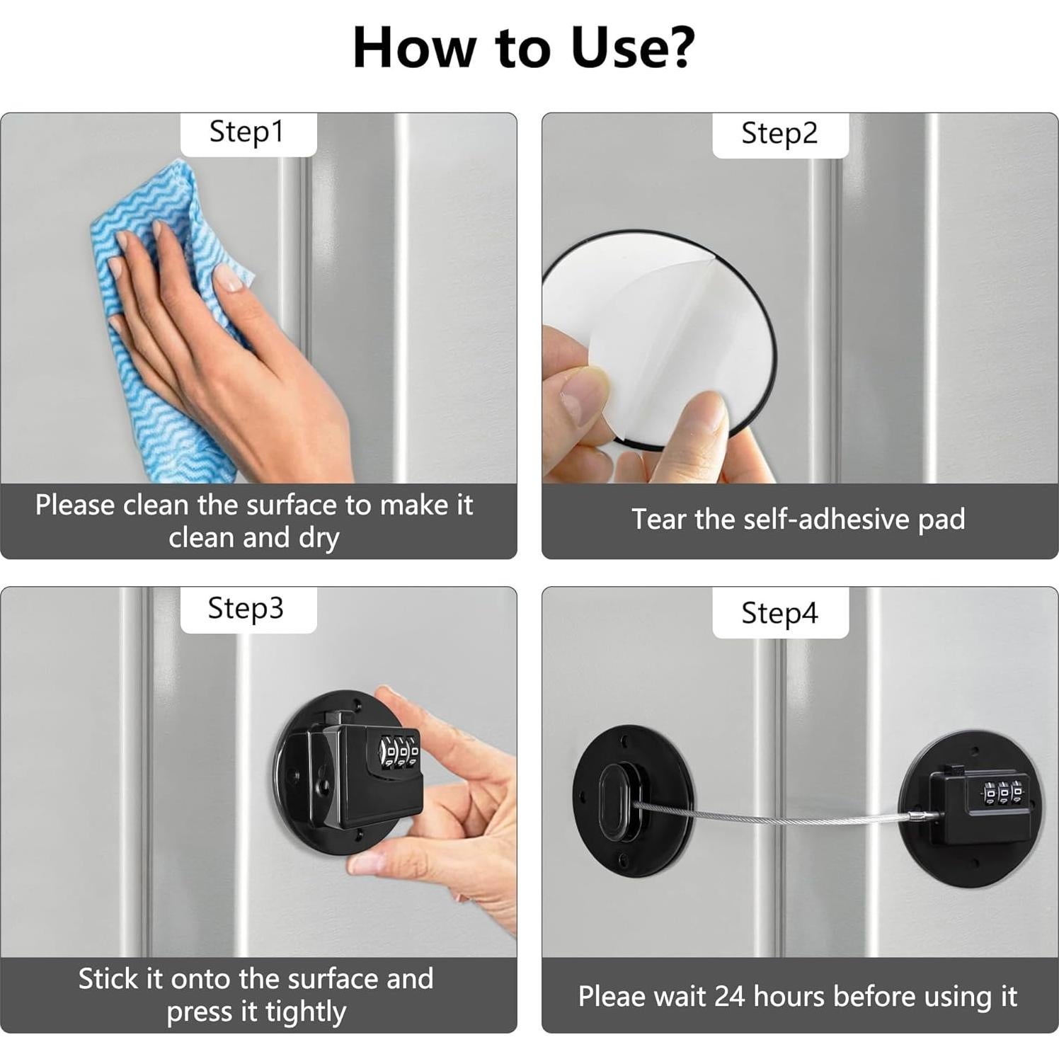 Cerradura de Refrigerador MRBULLOCK Sin Llave Ajustable Negra