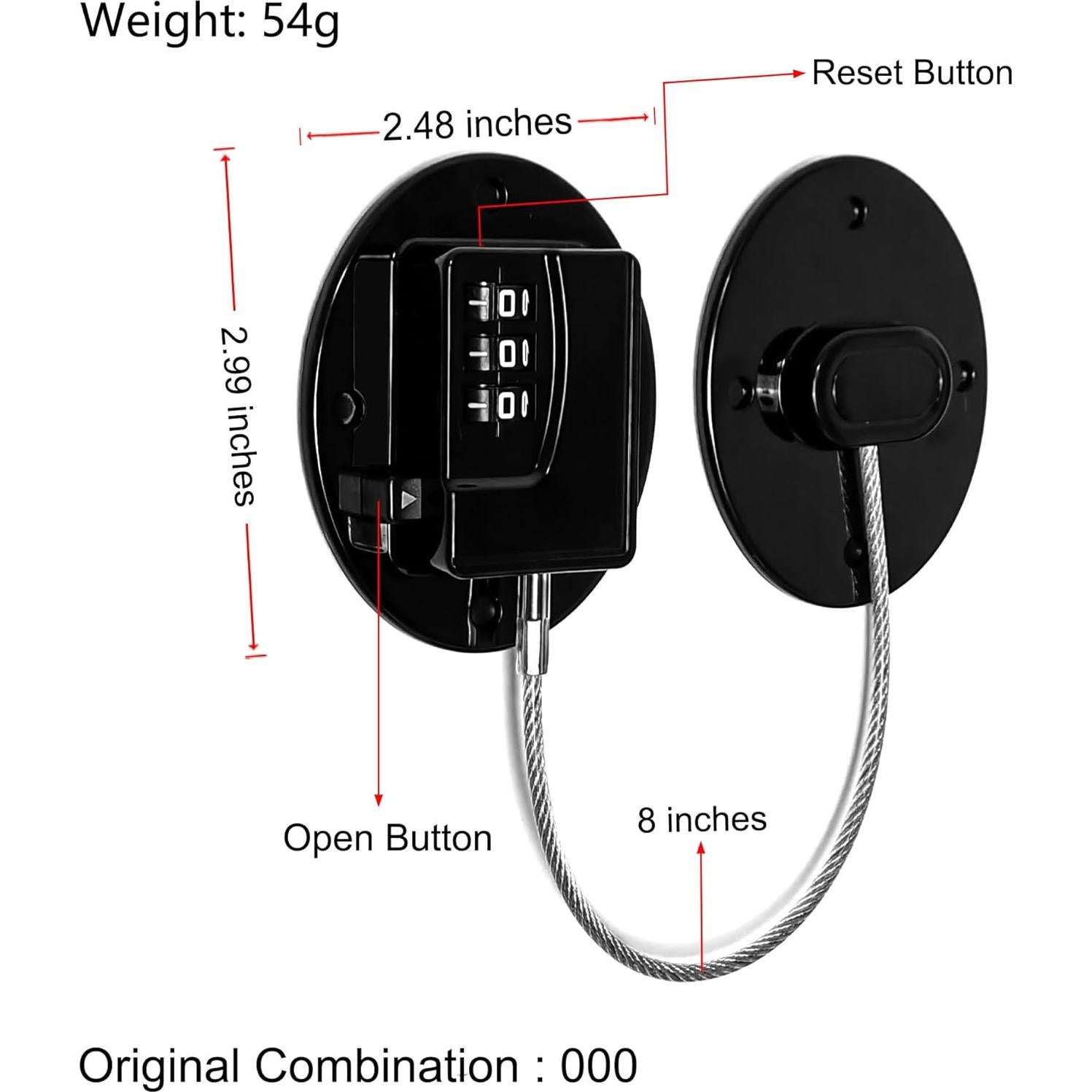 Cerradura de Refrigerador MRBULLOCK Sin Llave Ajustable Negra