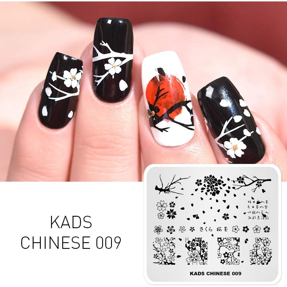 Plantilla de Estampado de Uñas KADS CH009 Acero Inoxidable 8x7cm