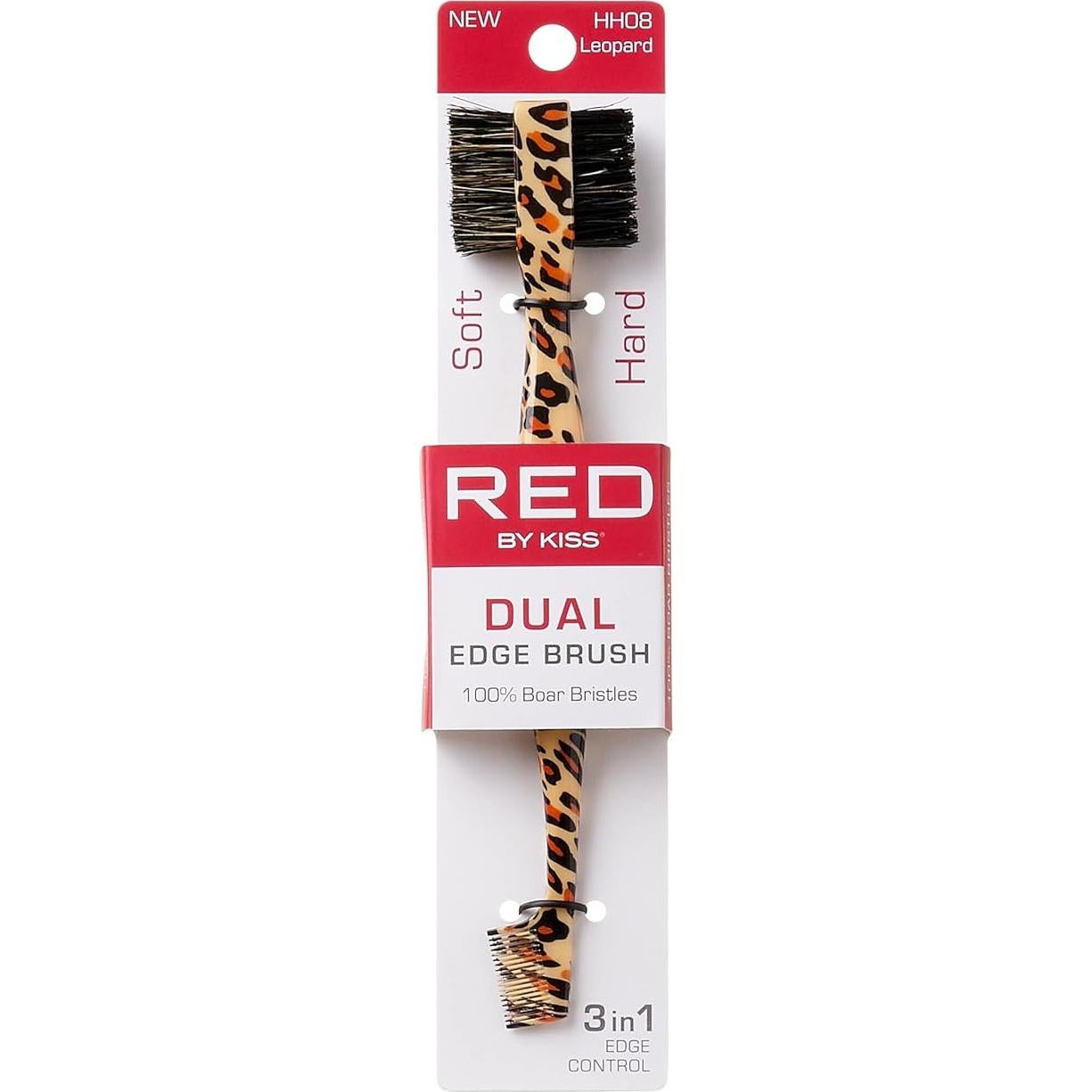 Cepillo de Bordes Doble 3 en 1 RED by Kiss Leopardo
