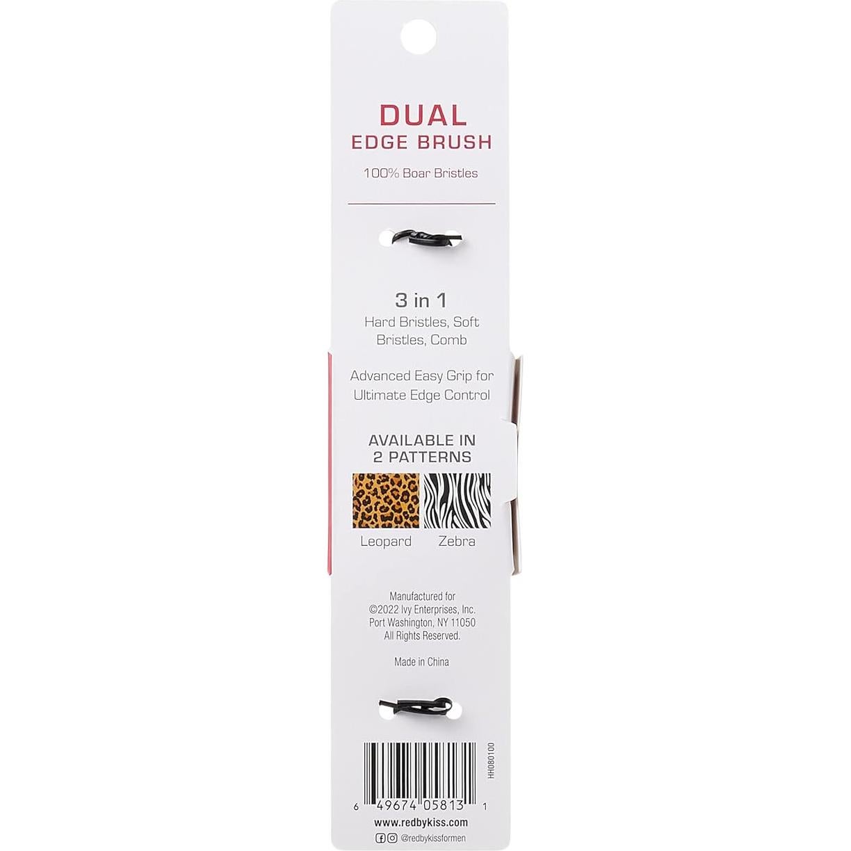 Cepillo de Bordes Doble 3 en 1 RED by Kiss Leopardo