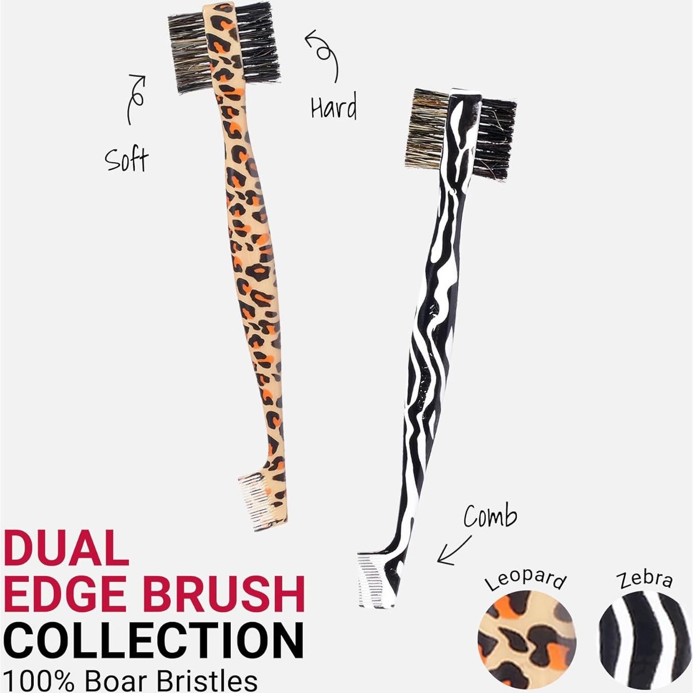 Cepillo de Bordes Doble 3 en 1 RED by Kiss Leopardo