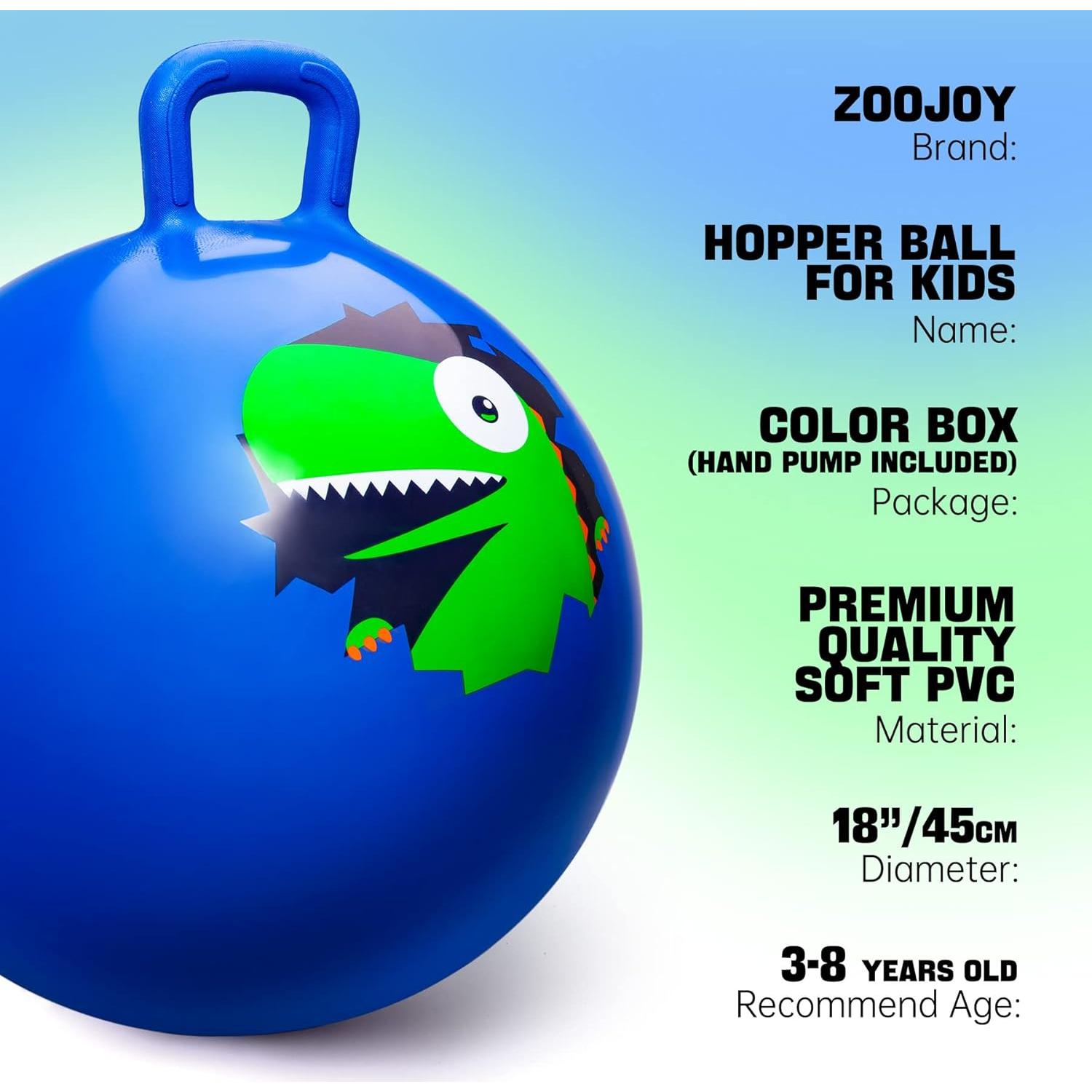 Pelota Saltarina ZOOJOY 45cm Dinosaurio Azul para Niños 3-8 Años