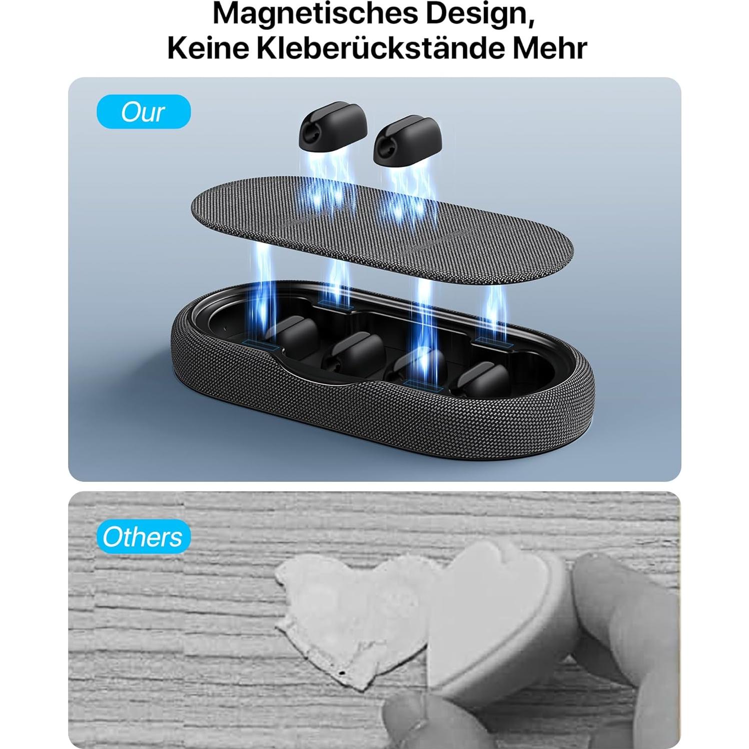 Organizador de Cables Smofish Magnético 6 Clips Gris Oscuro