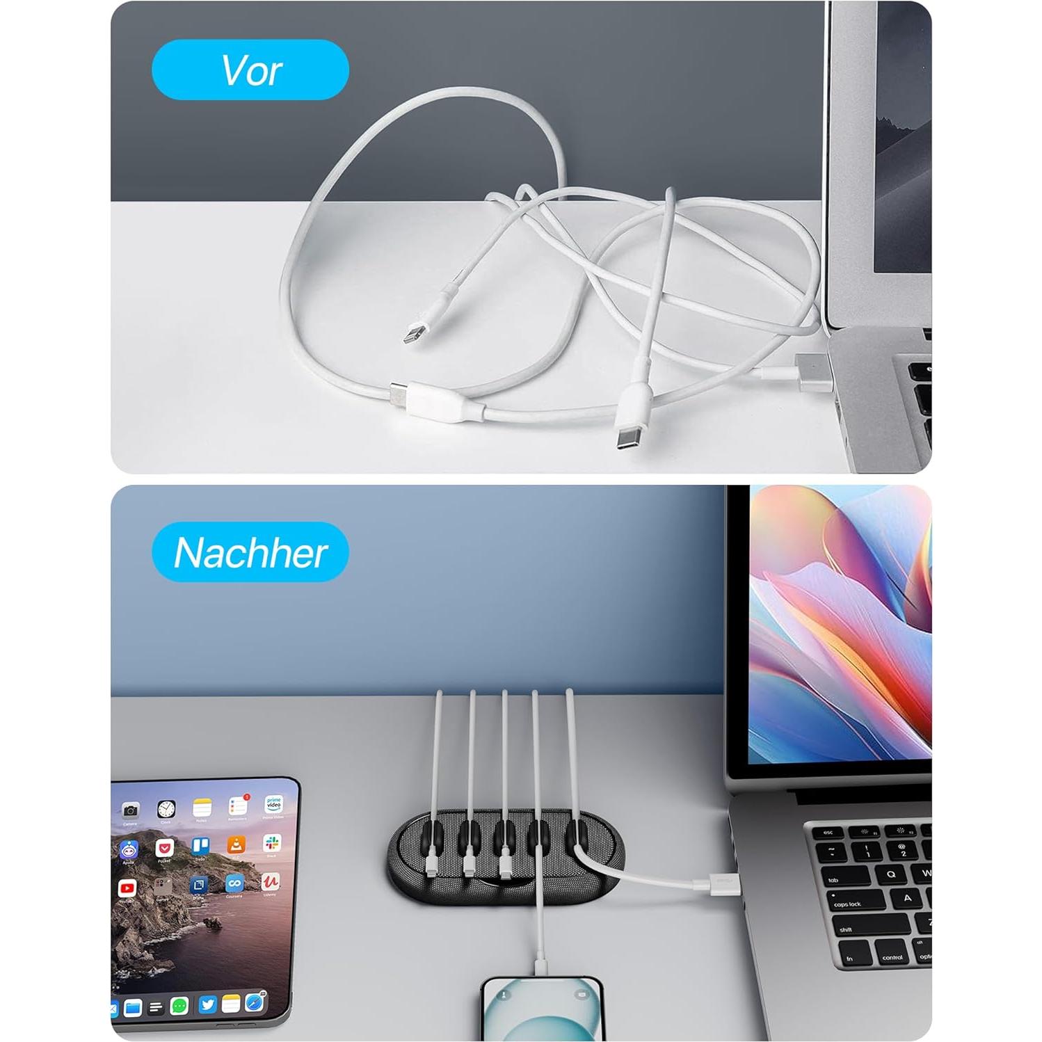 Organizador de Cables Smofish Magnético 6 Clips Gris Oscuro