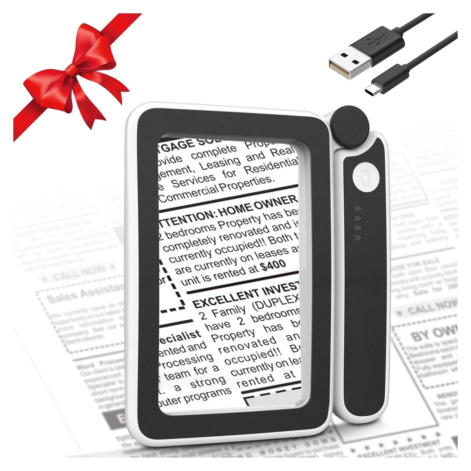 Lupa de Lectura MoKo 4X Recargable con Luz LED Plegable