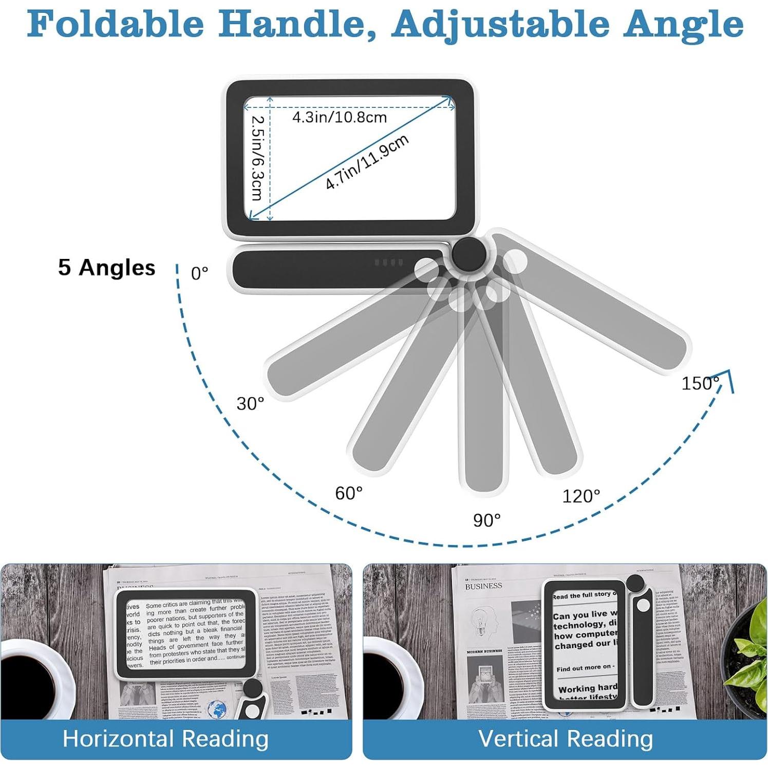Lupa de Lectura MoKo 4X Recargable con Luz LED Plegable