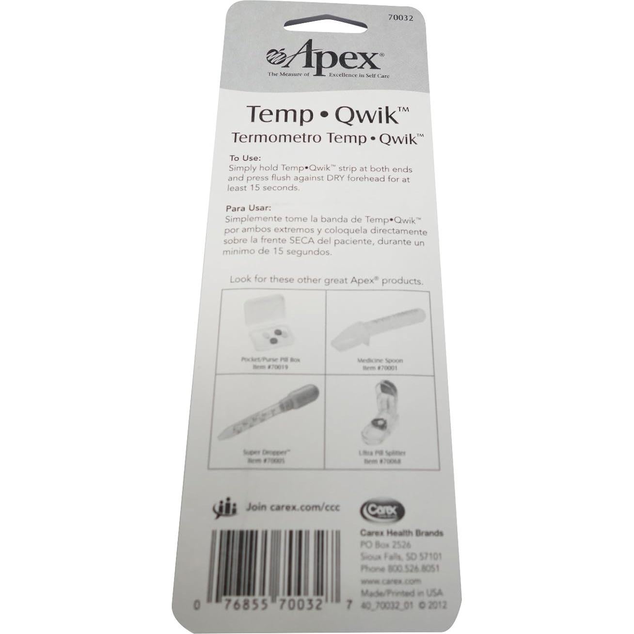 Termómetro de tira para frente Apex Temp-Quik - 1 Cuenta
