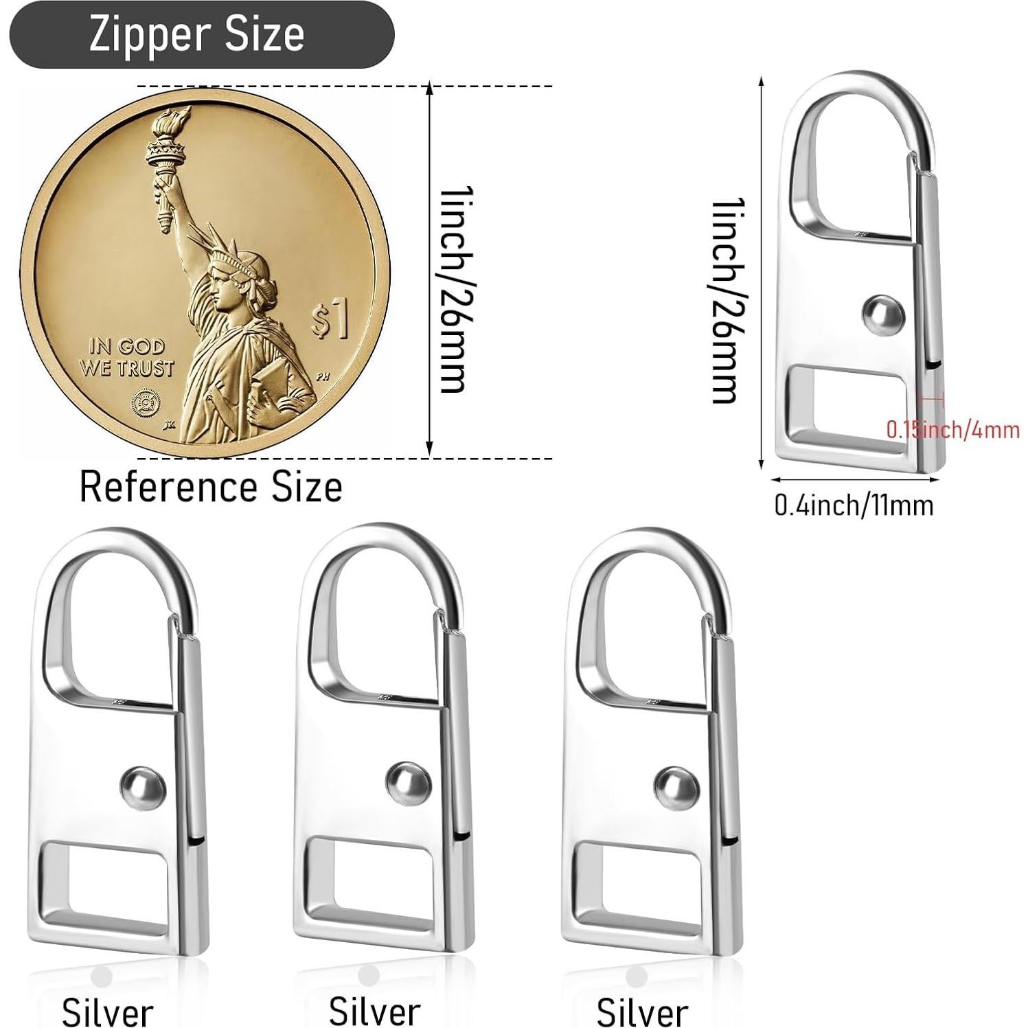 Tiradores de Cremallera Deoward 6 PCS Metal Pequeño 2.6 cm