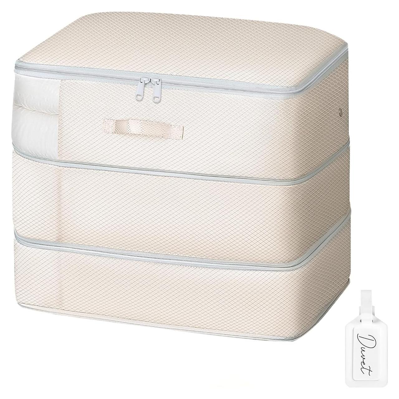 Bolsa de Almacenamiento de Edredones Easortm 3 Capas Beige