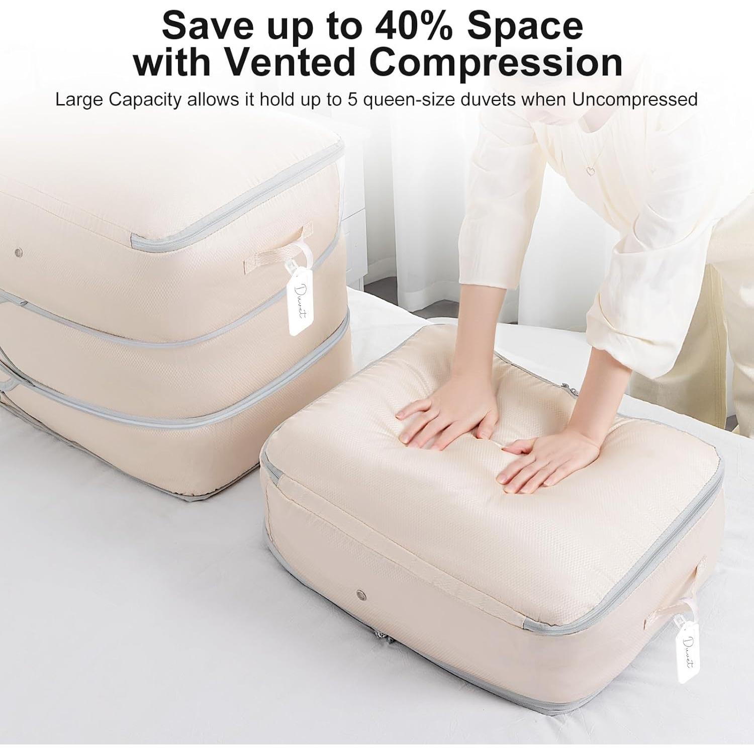 Bolsa de Almacenamiento de Edredones Easortm 3 Capas Beige