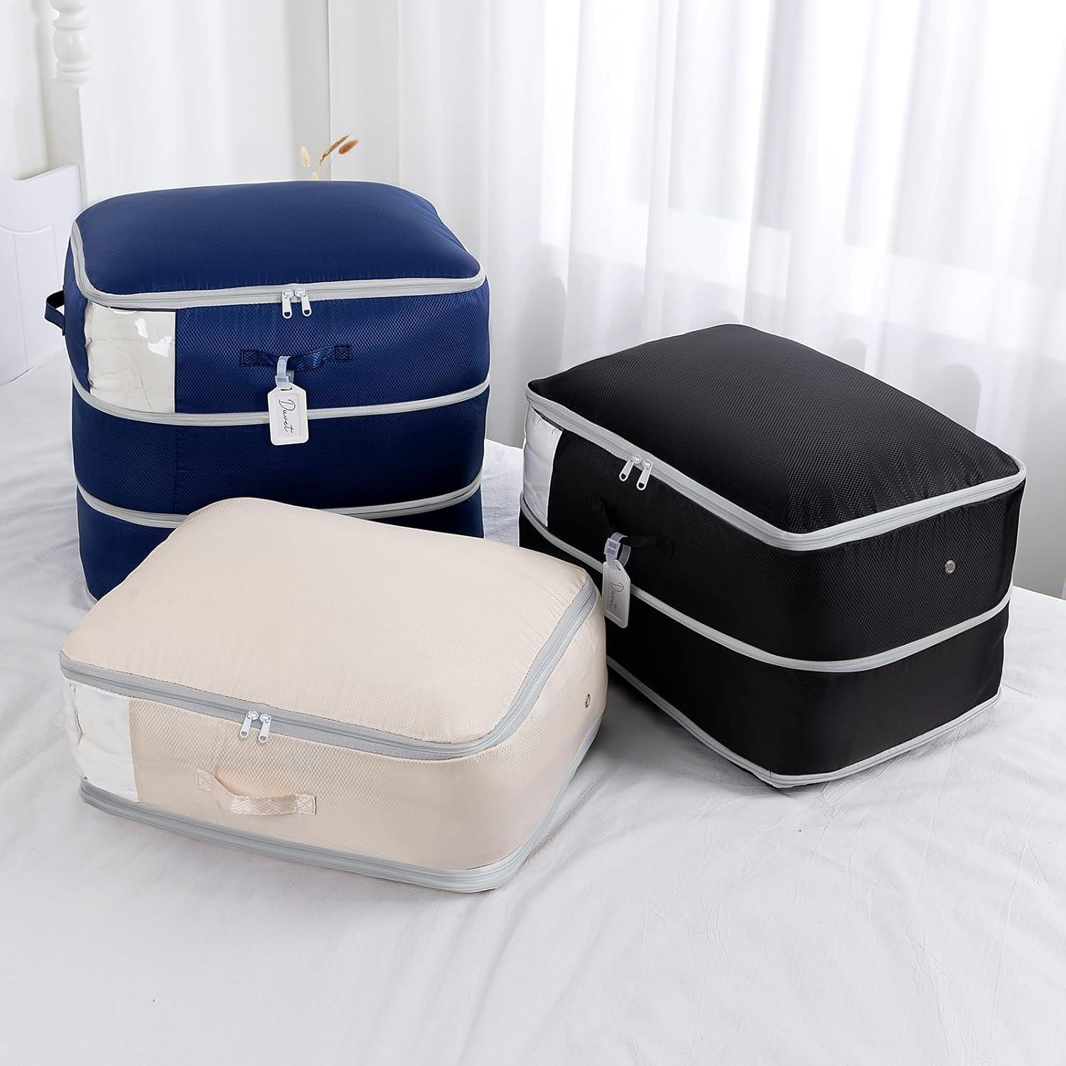 Bolsa de Almacenamiento de Edredones Easortm 3 Capas Beige