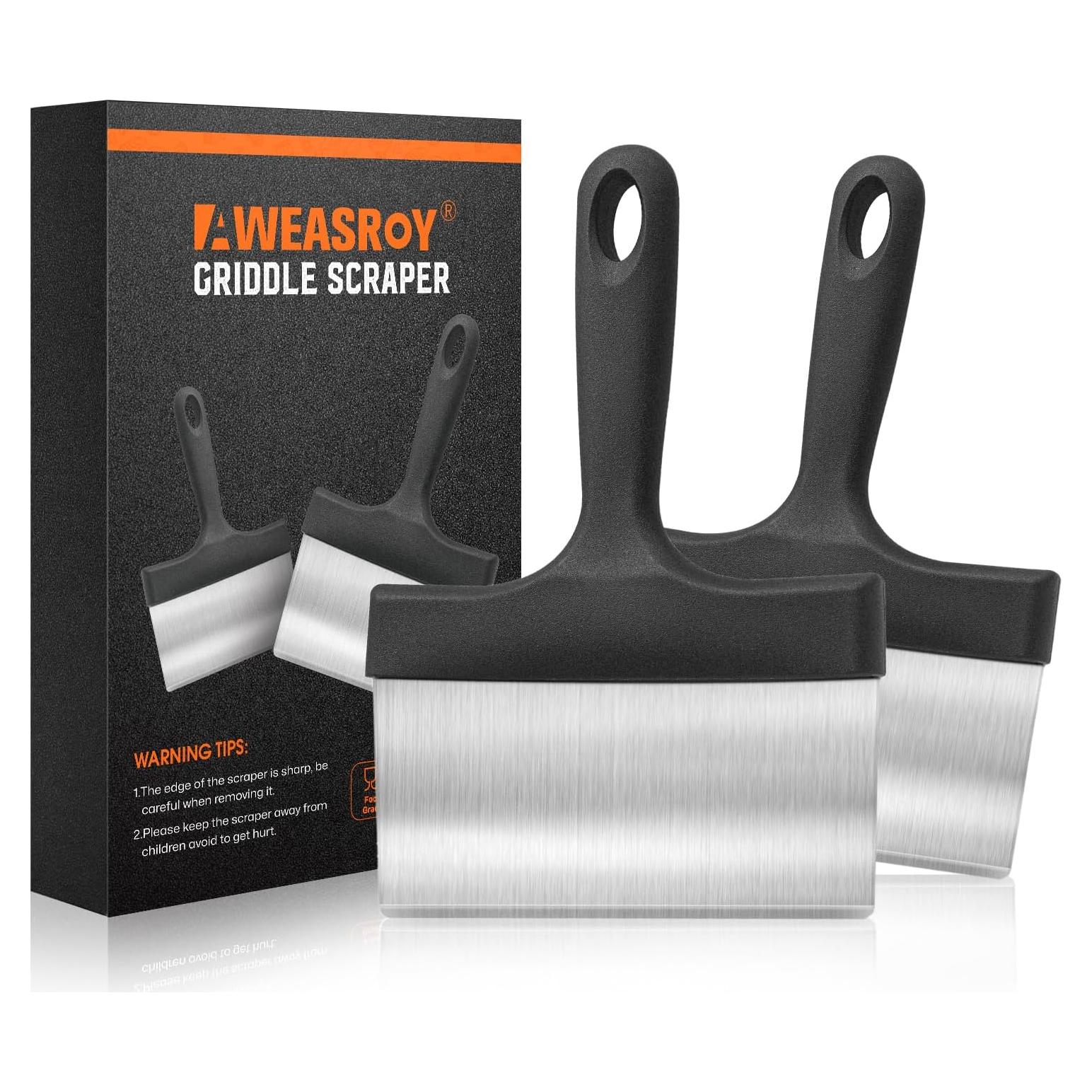 Raspador de Parrilla AWEASROY Acero Inoxidable 2 Pcs 22.86x16cm