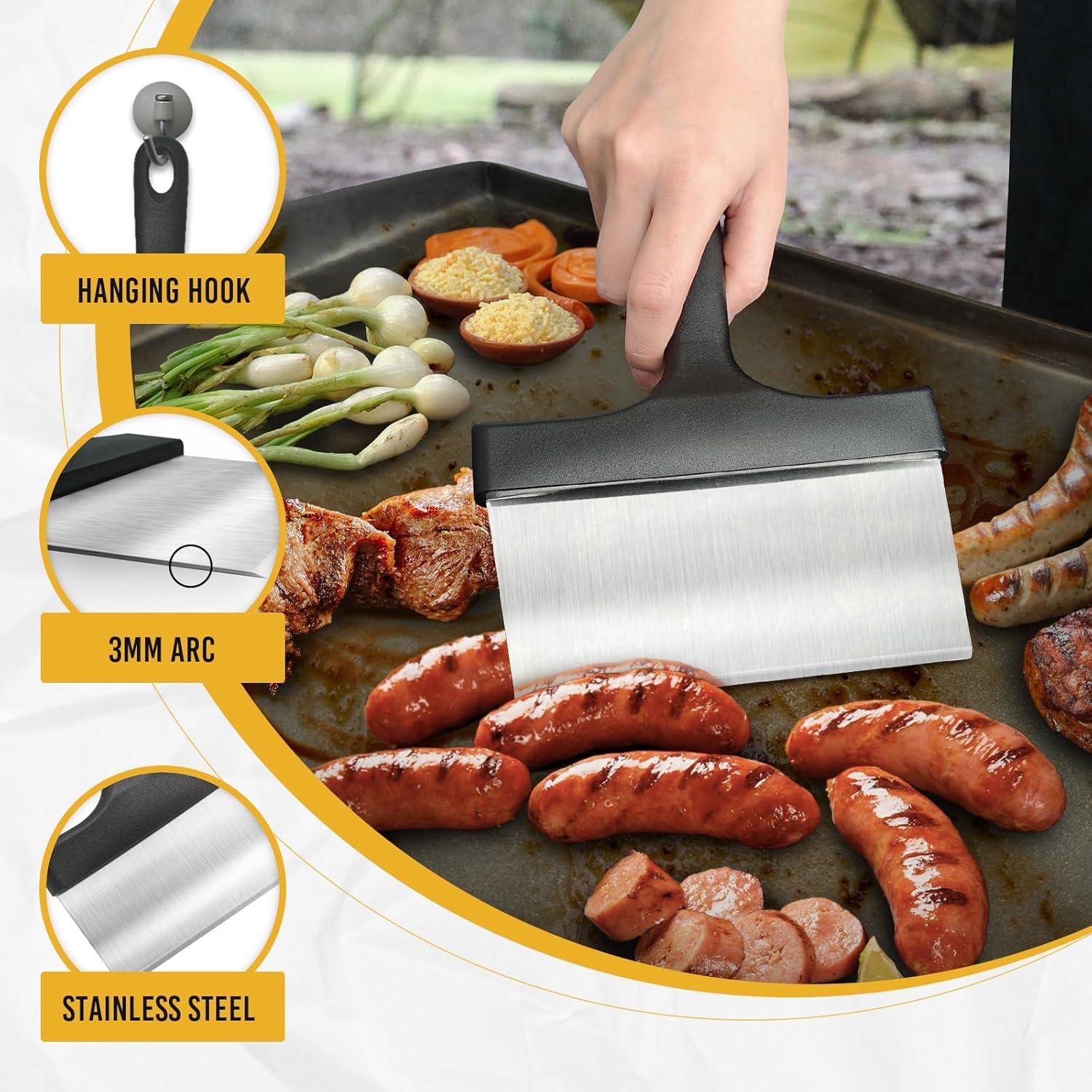 Raspador de Parrilla AWEASROY Acero Inoxidable 2 Pcs 22.86x16cm