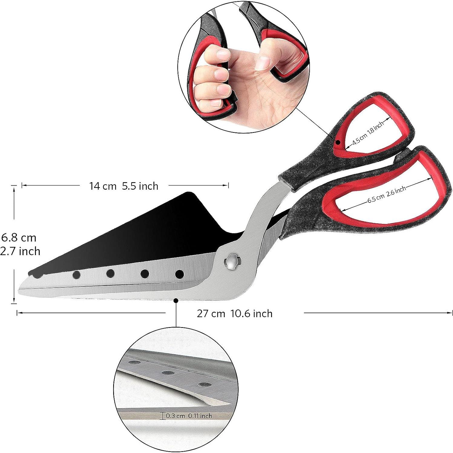 Pizza Scissors, Pizza Cutter, Ultra Sharp Detachable Blade with a Tray, Ergonomic Soft TPR Grip, 10.3Inch, Black&Red