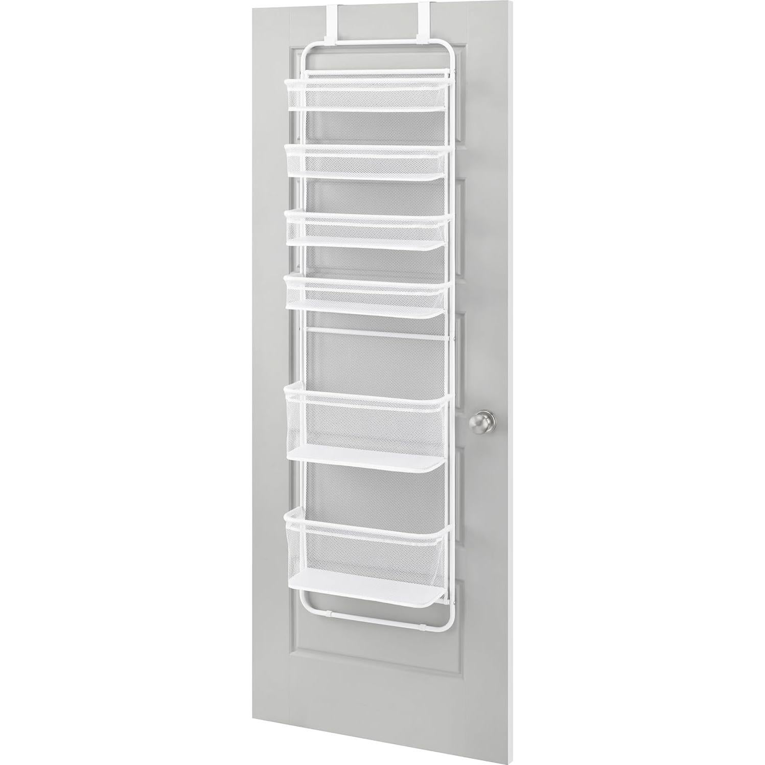 Organizador sobre la puerta Whitmor - 6 estantes - Metal y malla - Blanco