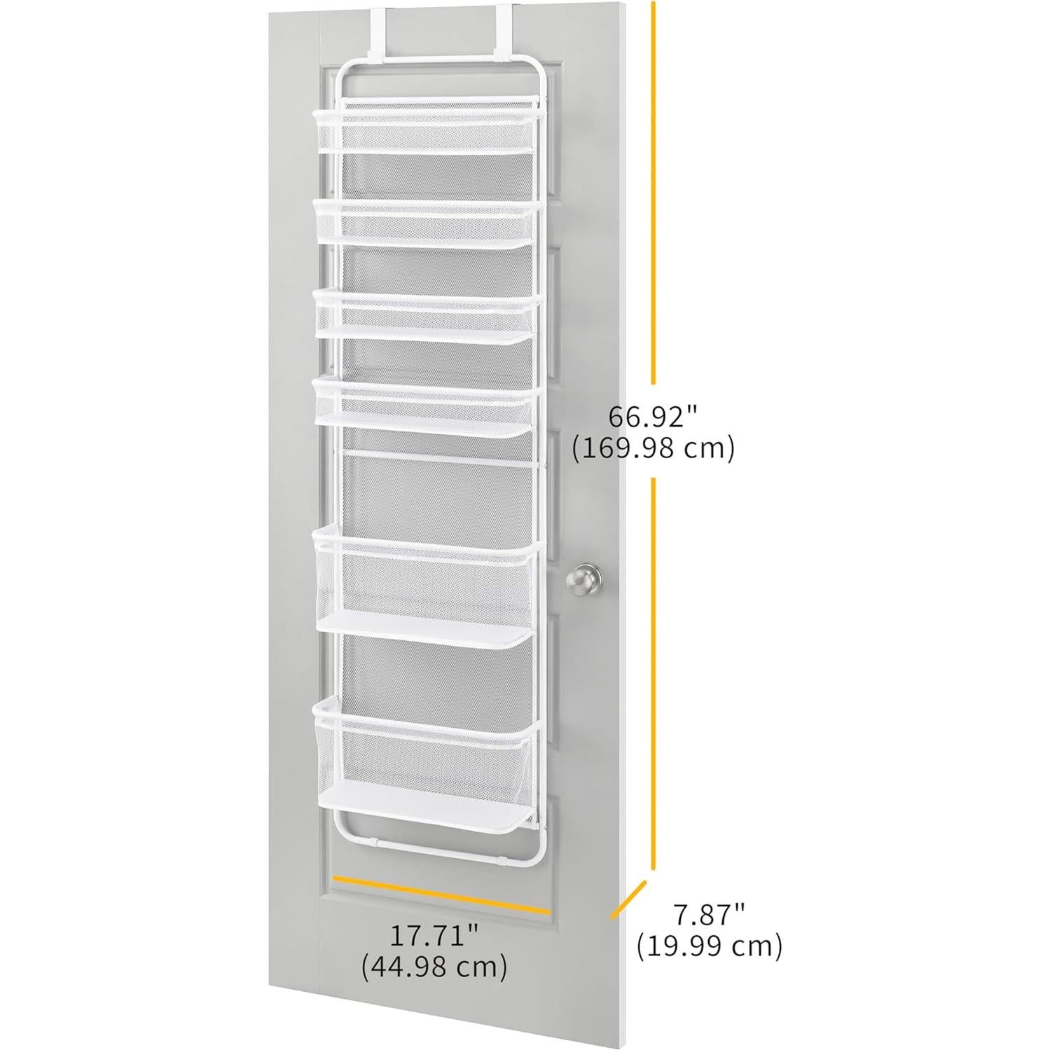 Organizador sobre la puerta Whitmor - 6 estantes - Metal y malla - Blanco